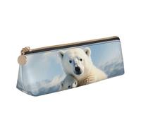 SDTYKHJ Federmäppchen, niedlicher Eisbär, groß, tragbar, Münztasche, ästhetische Kosmetiktasche, Leder, Make-up-Tasche