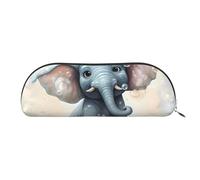 SDTYKHJ Federmäppchen, niedlicher Elefant, Spielblasen, großes Federmäppchen, tragbar, Münztasche, ästhetische Kosmetiktasche, Leder, Make-up-Tasche, silber, Einheitsgröße