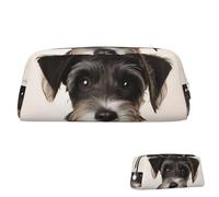 SDTYKHJ Federmäppchen, niedlicher Schnauzer, großes Federmäppchen, tragbar, Münztasche, ästhetische Kosmetiktasche, Leder, Make-up-Tasche, silber, Einheitsgröße