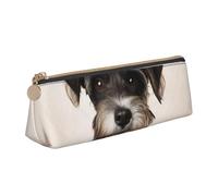 SDTYKHJ Federmäppchen, niedlicher Schnauzer, großes Federmäppchen, tragbar, Münztasche, ästhetische Kosmetiktasche, Leder, Make-up-Tasche