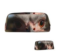 SDTYKHJ Federmäppchen, niedlicher Strauß, großes Federmäppchen, tragbar, Münztasche, ästhetische Kosmetiktasche, Leder, Make-up-Tasche