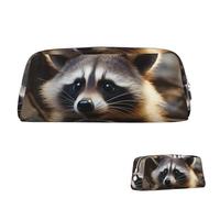 SDTYKHJ Federmäppchen, niedlicher Waschbär, groß, tragbar, Münztasche, ästhetische Kosmetiktasche, Leder, Make-up-Tasche, silber, Einheitsgröße