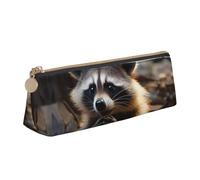 SDTYKHJ Federmäppchen, niedlicher Waschbär, große Bleistifttasche, tragbare Münztasche, ästhetische Kosmetiktasche, Leder, Make-up-Tasche