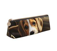 SDTYKHJ Federmäppchen, niedliches Beagle, großes Federmäppchen, tragbar, Münztasche, ästhetische Kosmetiktasche, Leder, Make-up-Tasche