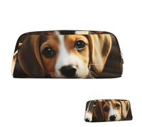 SDTYKHJ Federmäppchen, niedliches Beagle, großes Federmäppchen, tragbare Münztasche, ästhetische Kosmetiktasche, Leder, Make-up-Tasche, Silber, One Size