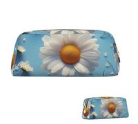 SDTYKHJ Federmäppchen, niedliches Gänseblümchen, großes Federmäppchen, tragbare Münztasche, ästhetische Kosmetiktasche, Leder, Make-up-Tasche, Gold, Einheitsgröße