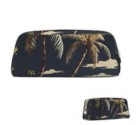 SDTYKHJ Federmäppchen, Palme, großes Federmäppchen, tragbar, Münztasche, ästhetische Kosmetiktasche, Leder, Make-up-Tasche, Gold, Einheitsgröße