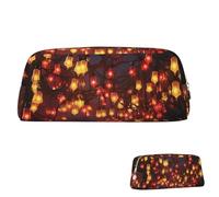 SDTYKHJ Federmäppchen, Papierlaterne, großes Federmäppchen, tragbar, Münztasche, ästhetische Kosmetiktasche, Leder, Make-up-Tasche, gold, One Size