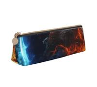 SDTYKHJ Federmäppchen Planet Ice and Fire Big Pencil Bag Portable Coin Pouch Ästhetische Kosmetiktasche Leder Make-up Tasche