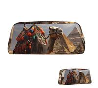 SDTYKHJ Federmäppchen, Pyramidenmuster, groß, tragbar, Münztasche, ästhetische Kosmetiktasche, Leder, Make-up-Tasche, Gold, Einheitsgröße