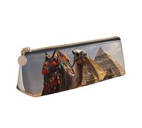 SDTYKHJ Federmäppchen, Pyramidenmuster, groß, tragbar, Münztasche, ästhetische Kosmetiktasche, Leder, Make-up-Tasche