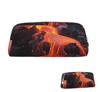 SDTYKHJ Federmäppchen Red Hot Lava von Kilauea Volcano Big Pencil Bag Tragbare Münztasche Ästhetische Kosmetiktasche Leder Make-up Tasche, silber, Einheitsgröße