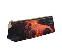 SDTYKHJ Federmäppchen Red Hot Lava von Kilauea Volcano Big Pencil Bag Tragbare Münztasche Ästhetische Kosmetiktasche Leder Make-up Tasche