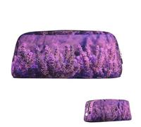 SDTYKHJ Federmäppchen, romantisch, Lavendel, groß, tragbar, Münztasche, ästhetische Kosmetiktasche, Leder, Make-up-Tasche, silber, Einheitsgröße