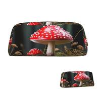 SDTYKHJ Federmäppchen, rot und weiß, Pilz, groß, tragbar, Münztasche, ästhetische Kosmetiktasche, Leder, Make-up-Tasche, Gold, Einheitsgröße