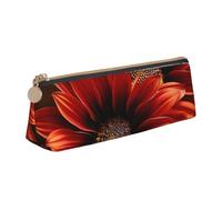 SDTYKHJ Federmäppchen, rote Sonnenblume, groß, tragbar, Münztasche, ästhetische Kosmetiktasche, Leder, Make-up-Tasche