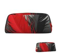 SDTYKHJ Federmäppchen, rote und schwarze Federn, große Bleistifttasche, tragbare Münztasche, ästhetische Kosmetiktasche, Leder, Make-up-Tasche, Gold, Einheitsgröße