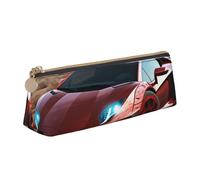 SDTYKHJ Federmäppchen, rotes Rennauto, großes Federmäppchen, tragbare Münztasche, ästhetische Kosmetiktasche, Leder, Make-up-Tasche