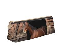 SDTYKHJ Federmäppchen, Scheunenpferd, großes Federmäppchen, tragbar, Münztasche, ästhetische Kosmetiktasche, Leder, Make-up-Tasche