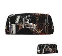 SDTYKHJ Federmäppchen Schlagzeuger Big Pencil Bag Tragbare Münztasche Ästhetische Kosmetiktasche Leder Make-up Tasche, silber, Einheitsgröße