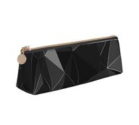 SDTYKHJ Federmäppchen, schwarz, geometrisch, groß, tragbar, Münztasche, ästhetische Kosmetiktasche, Leder, Make-up-Tasche