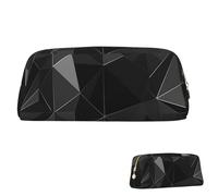 SDTYKHJ Federmäppchen, schwarz, geometrisch, groß, tragbar, Münztasche, ästhetische Kosmetiktasche, Leder, Make-up-Tasche, Gold, Einheitsgröße