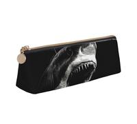 SDTYKHJ Federmäppchen, schwarz, Haikopf, groß, tragbar, Münztasche, ästhetische Kosmetiktasche, Leder, Make-up-Tasche