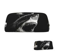 SDTYKHJ Federmäppchen, schwarz, Haikopf, groß, tragbar, Münztasche, ästhetische Kosmetiktasche, Leder, Make-up-Tasche, Gold, One Size