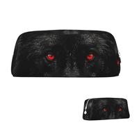 SDTYKHJ Federmäppchen, schwarz, rote Augen, Wolf, große Bleistifttasche, tragbare Münztasche, ästhetische Kosmetiktasche, Leder, Make-up-Tasche, silber, Einheitsgröße