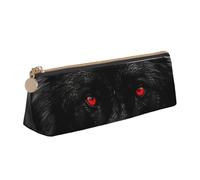 SDTYKHJ Federmäppchen, schwarz, rote Augen, Wolf, große Bleistifttasche, tragbare Münztasche, ästhetische Kosmetiktasche, Leder, Make-up-Tasche