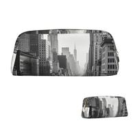 SDTYKHJ Federmäppchen, schwarz und weiß, New York, großes Federmäppchen, tragbare Münztasche, ästhetische Kosmetiktasche, Leder, Make-up-Tasche, Gold, Einheitsgröße