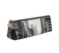 SDTYKHJ Federmäppchen, Schwarz und Weiß, New York, großes Federmäppchen, tragbare Münztasche, ästhetische Kosmetiktasche, Leder, Make-up-Tasche