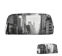 SDTYKHJ Federmäppchen, schwarz und weiß, New York, großes Federmäppchen, tragbare Münztasche, ästhetische Kosmetiktasche, Leder, Make-up-Tasche, silber, Einheitsgröße