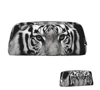 SDTYKHJ Federmäppchen, Schwarz und Weiß, Tiger, großes Federmäppchen, tragbare Münztasche, ästhetische Kosmetiktasche, Leder, Make-up-Tasche, silber, Einheitsgröße