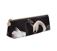 SDTYKHJ Federmäppchen schwarz weiß Schwan Love Heart Big Pencil Bag Tragbare Münztasche Ästhetische Kosmetiktasche Leder Make-up Tasche