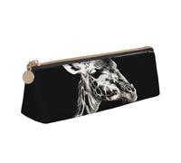 SDTYKHJ Federmäppchen, schwarze Giraffe, große Bleistifttasche, tragbare Münztasche, ästhetische Kosmetiktasche, Leder, Make-up-Tasche