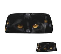 SDTYKHJ Federmäppchen, schwarze Katzenaugen, große Bleistifttasche, tragbare Münztasche, ästhetische Kosmetiktasche, Leder, Make-up-Tasche, Gold, Einheitsgröße