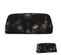 SDTYKHJ Federmäppchen, schwarze Katzenaugen, große Bleistifttasche, tragbare Münztasche, ästhetische Kosmetiktasche, Leder, Make-up-Tasche, Silber, One Size