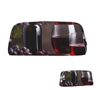 SDTYKHJ Federmäppchen, Weinrot, großes Federmäppchen, tragbar, Münztasche, ästhetische Kosmetiktasche, Leder, Make-up-Tasche, Silber, One Size