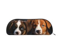 SDTYKHJ Federmäppchen, Welpen, Hunde, Haustiere, Tiere, große Bleistifttasche, tragbare Münztasche, ästhetische Kosmetiktasche, Leder, Make-up-Tasche, silber, Einheitsgröße