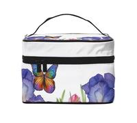 SDTYKHJ Make-up-Tasche für Damen, Kosmetiktasche, Reise-Kulturbeutel, Iris-Blume, Schmetterling, Make-up-Organizer mit Griff