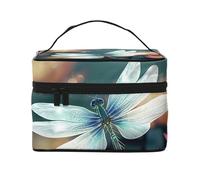 SDTYKHJ Make-up-Tasche für Damen, Kosmetiktasche, Reise-Kulturbeutel, Libelle mit Seerose, Make-up-Organizer mit Griff