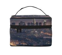 SDTYKHJ Make-up-Tasche für Damen, Kosmetiktasche, Reise-Kulturbeutel, Los Angeles Skyline, Make-up-Organizer mit Griff