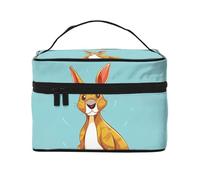 SDTYKHJ Make-up-Tasche für Damen, Kosmetiktasche, Reise-Kulturbeutel, lustig, Cartoon, Känguru, Zoo, Make-up-Organizer mit Griff