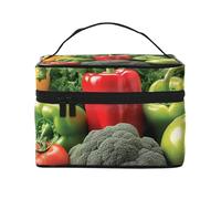 SDTYKHJ Make-up-Tasche für Damen, Kosmetiktasche, Reise-Kulturbeutel, Obst und Gemüse, Make-up-Organizer mit Griff