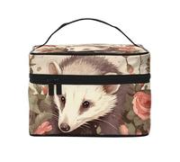 SDTYKHJ Make-up-Tasche für Damen, Kosmetiktasche, Reise-Kulturbeutel, Opossum und Rosen, Make-up-Organizer mit Griff