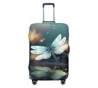 SDTYKHJ Reisegepäckabdeckung, modischer Koffer-Schutz, Libelle mit Seerose, Spandex, waschbar, kratzfest, passend für 45,7 - 81,3 cm große Koffer, Schwarz , S