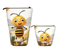 SDTYKHJ Stehendes Federmäppchen, Pop-Up-Stiftetui, niedliche Bienen, Gänseblümchen, Teleskop-Stifttasche, niedlicher Stifthalter, große Kapazität, Make-up-Tasche, Kosmetiktasche, Reise-Kulturbeutel