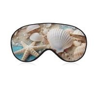 Sea Beach Seashells Seestern Blau Augenmaske, Seitenschlafmaske, leichte Augenbinde, Schlafmaske, Nasenpolster und Gummiband für Kinder, Frauen und Männer