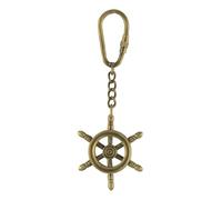 Sea-Club Schlüsselanhänger - Steuerrad Anhänger Messing 5x12cm Ø=5cm antik